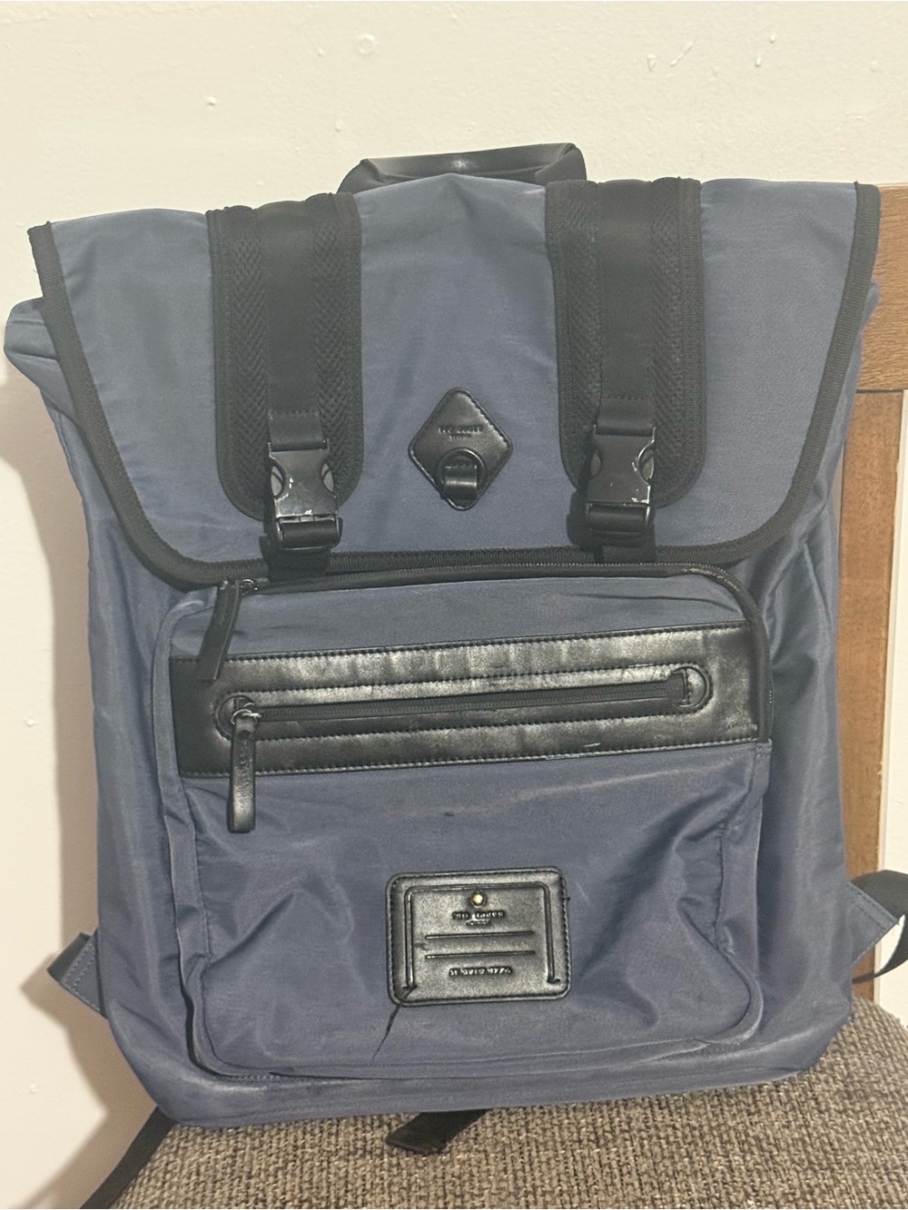 Ted Baker Navy and Black Roll-Top Backpack